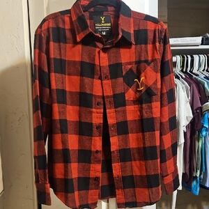 Yelliwstone Red and Black Plaid  Men's Shirt